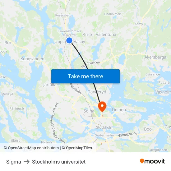 Sigma to Stockholms universitet map