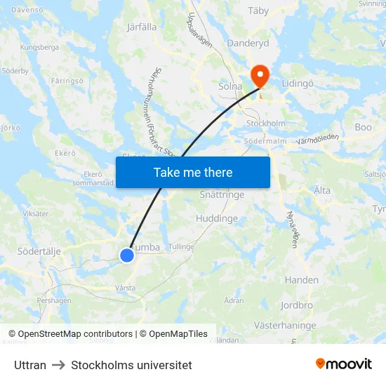 Uttran to Stockholms universitet map