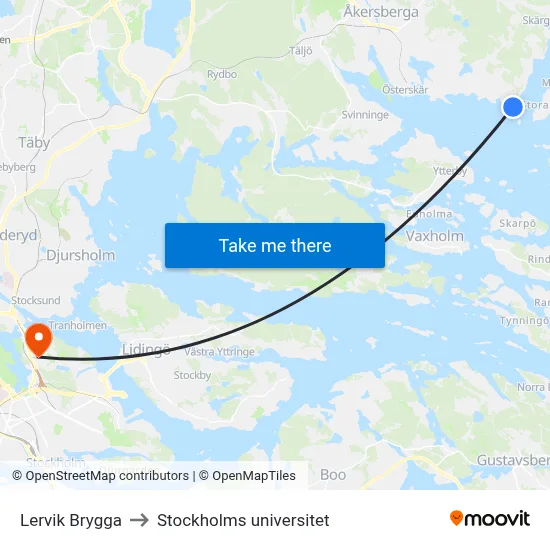 Lervik Brygga to Stockholms universitet map