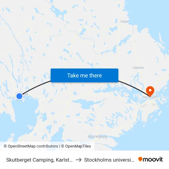 Skutberget Camping, Karlstad to Stockholms universitet map