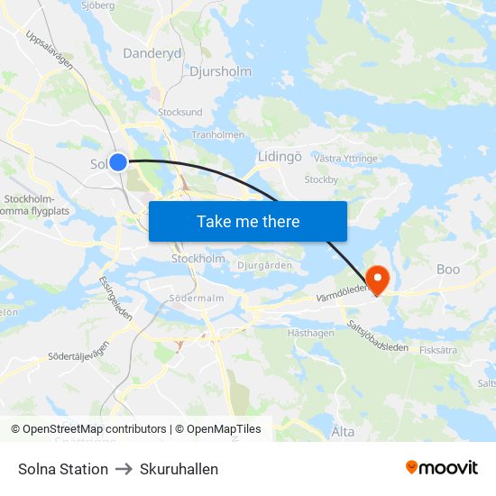 Solna Station to Skuruhallen map