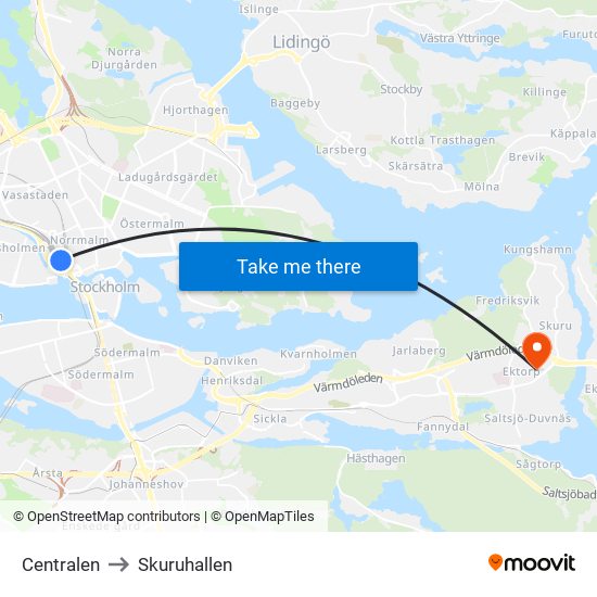 Centralen to Skuruhallen map