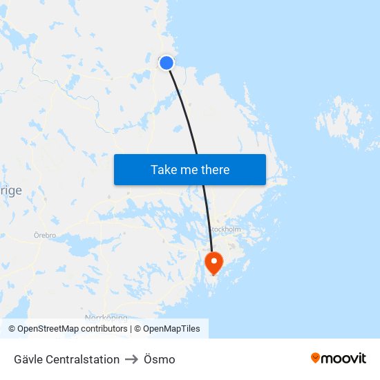 Gävle Centralstation to Ösmo map