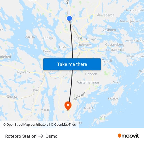 Rotebro Station to Ösmo map