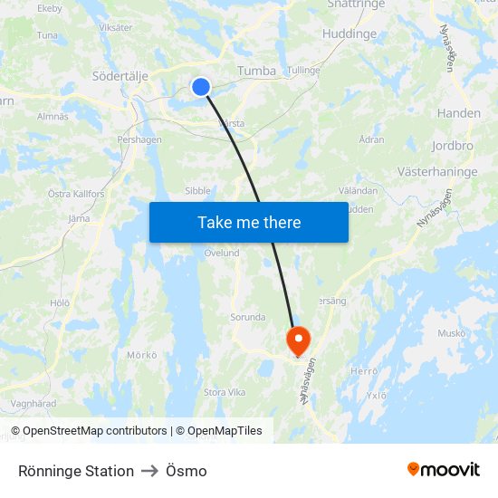 Rönninge Station to Ösmo map