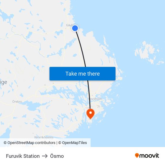 Furuvik Station to Ösmo map