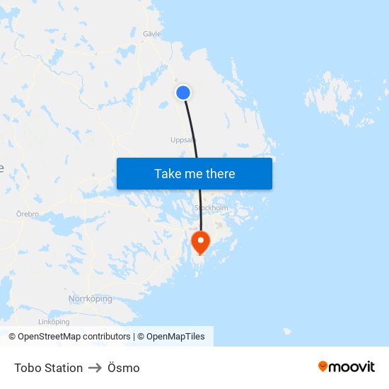 Tobo Station to Ösmo map