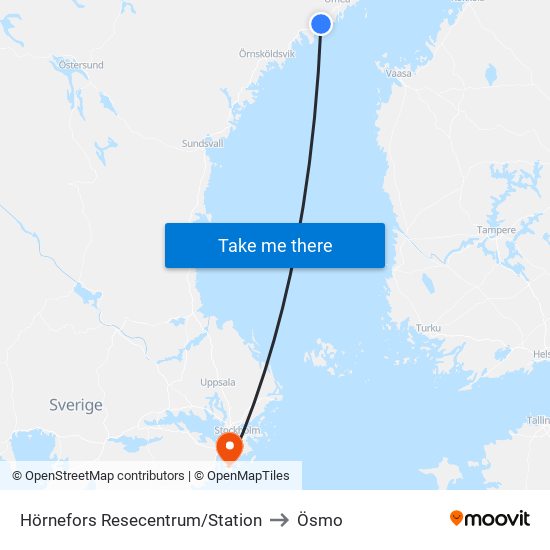 Hörnefors Resecentrum/Station to Ösmo map