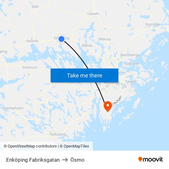 Enköping Fabriksgatan to Ösmo map