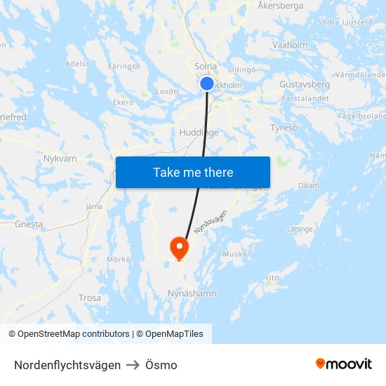 Nordenflychtsvägen to Ösmo map