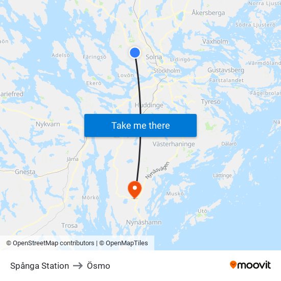 Spånga Station to Ösmo map