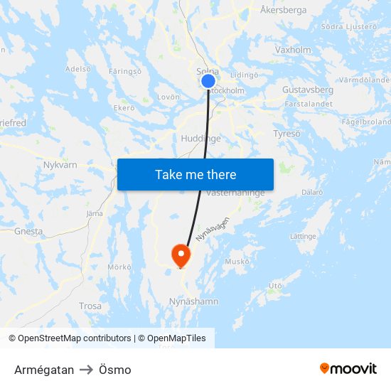 Armégatan to Ösmo map