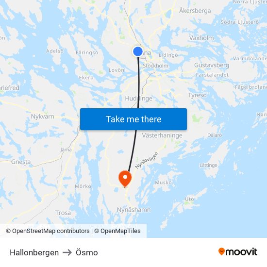 Hallonbergen to Ösmo map
