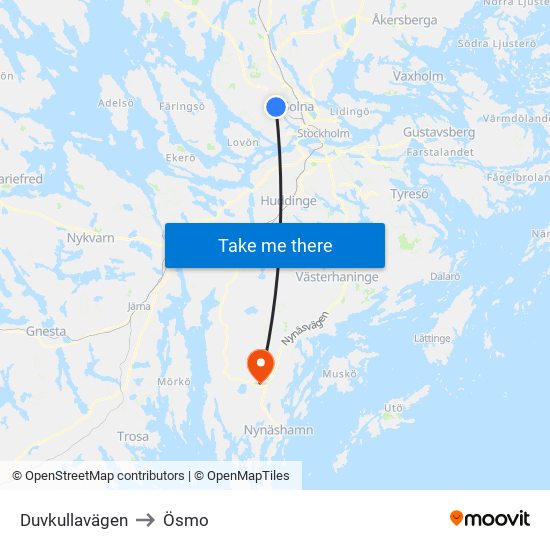 Duvkullavägen to Ösmo map