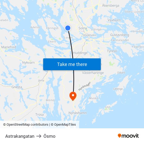 Astrakangatan to Ösmo map
