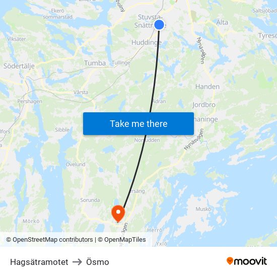 Hagsätramotet to Ösmo map