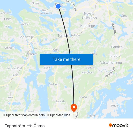 Tappström to Ösmo map