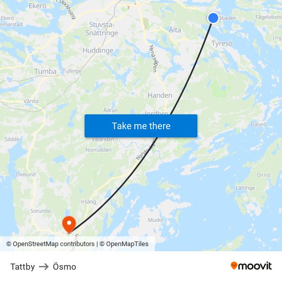 Tattby to Ösmo map