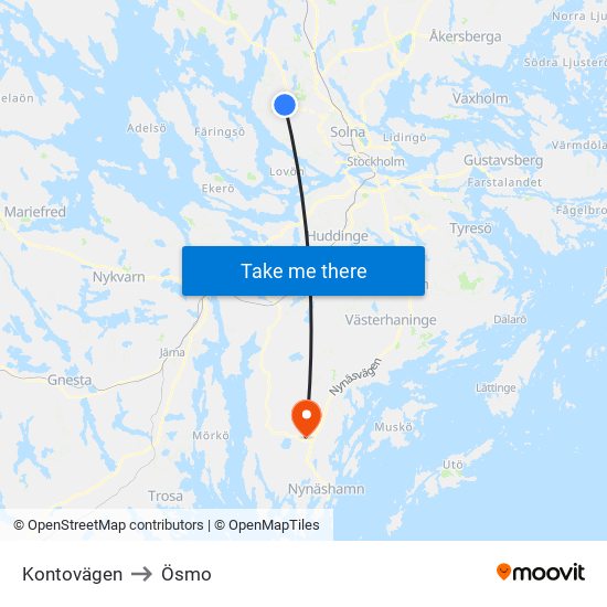 Kontovägen to Ösmo map