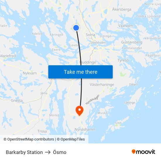 Barkarby Station to Ösmo map