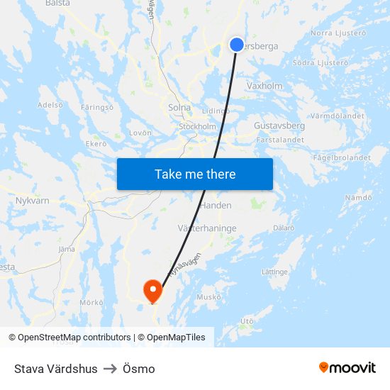Stava Värdshus to Ösmo map