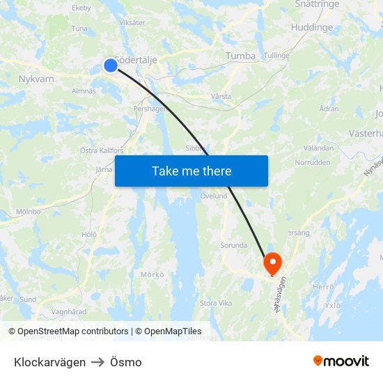 Klockarvägen to Ösmo map