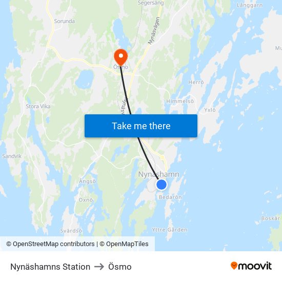 Nynäshamns Station to Ösmo map