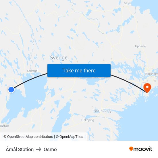 Åmål Station to Ösmo map