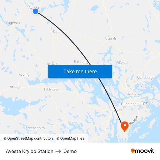 Avesta Krylbo Station to Ösmo map