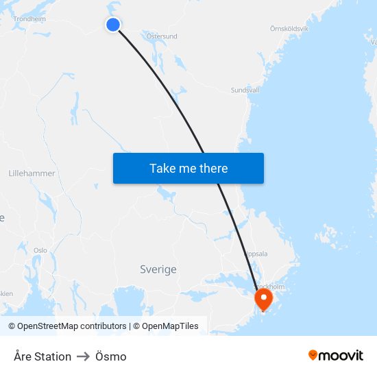 Åre Station to Ösmo map