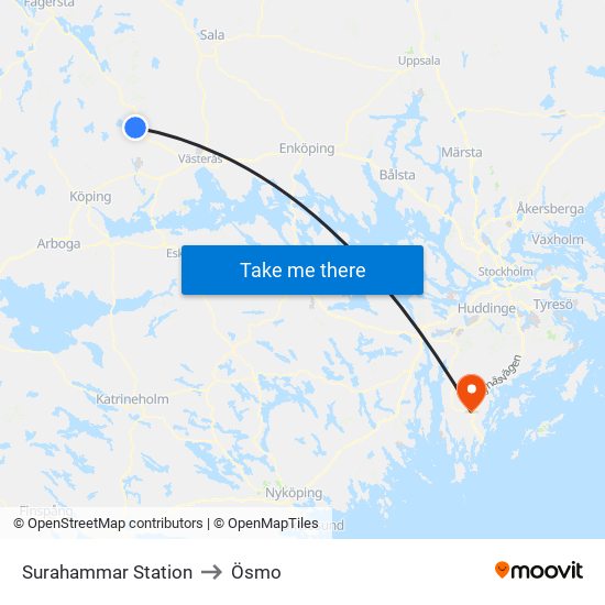 Surahammar Station to Ösmo map