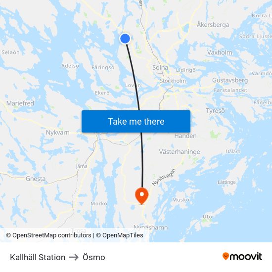 Kallhäll Station to Ösmo map