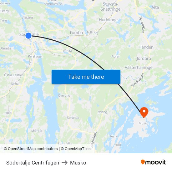 Södertälje Centrifugen to Muskö map