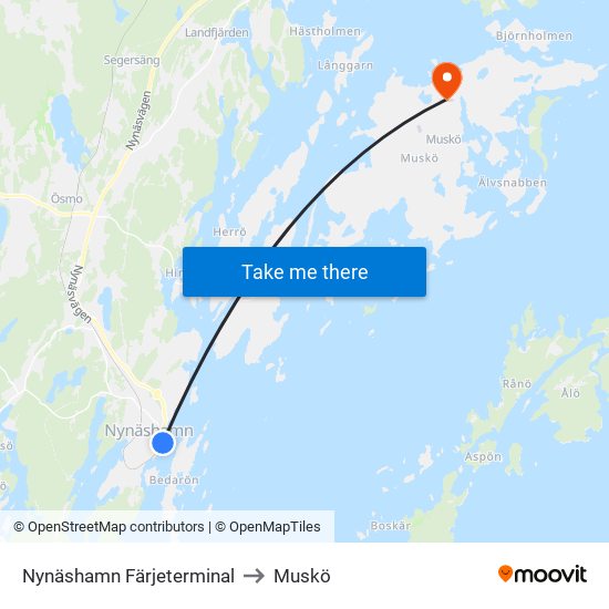 Nynäshamn Färjeterminal to Muskö map