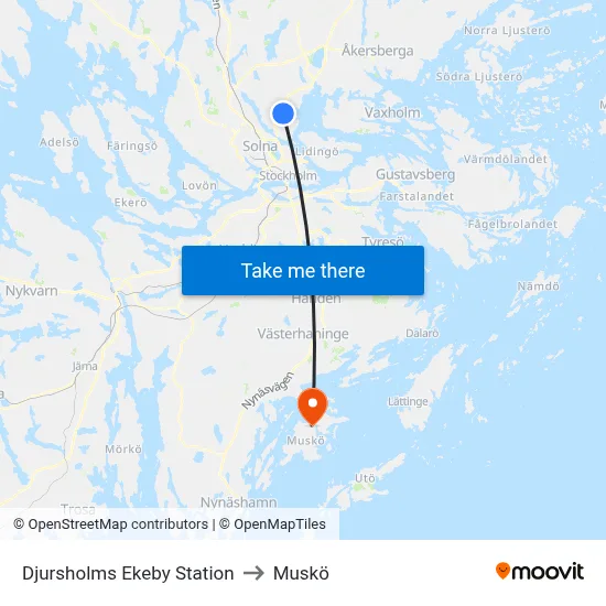Djursholms Ekeby Station to Muskö map