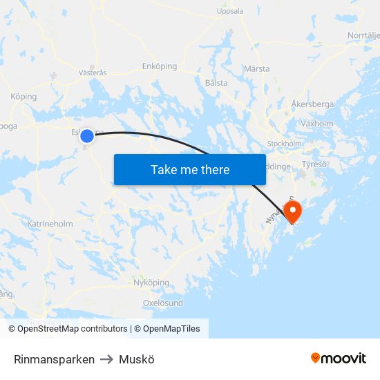 Rinmansparken to Muskö map