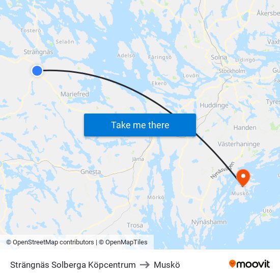 Strängnäs Solberga Köpcentrum to Muskö map