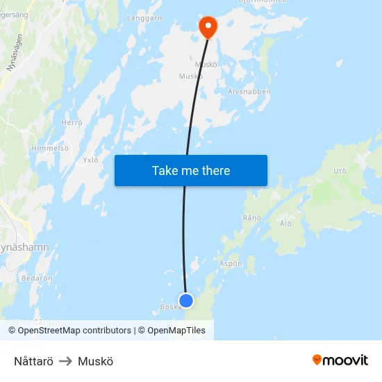 Nåttarö to Muskö map