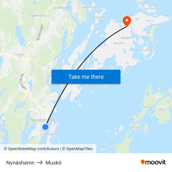 Nynäshamn to Muskö map