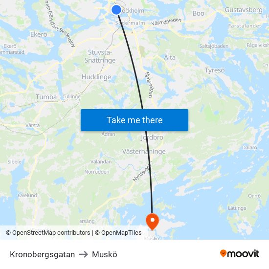 Kronobergsgatan to Muskö map