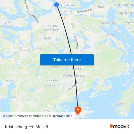 Kristineberg to Muskö map
