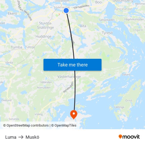 Luma to Muskö map