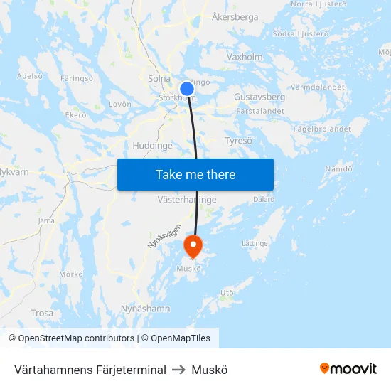 Värtahamnens Färjeterminal to Muskö map
