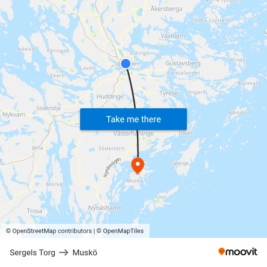 Sergels Torg to Muskö map