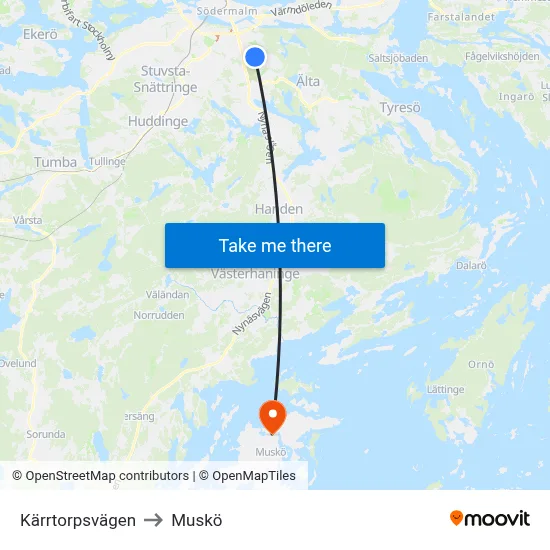 Kärrtorpsvägen to Muskö map