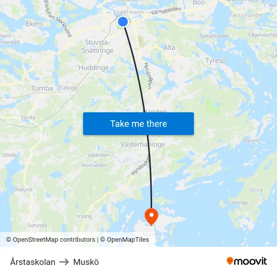 Årstaskolan to Muskö map