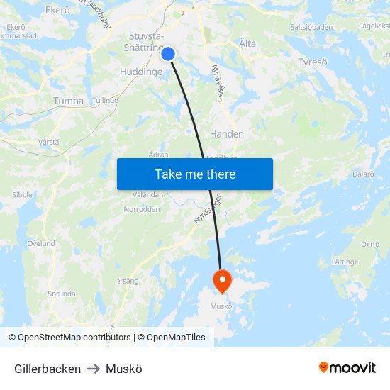 Gillerbacken to Muskö map