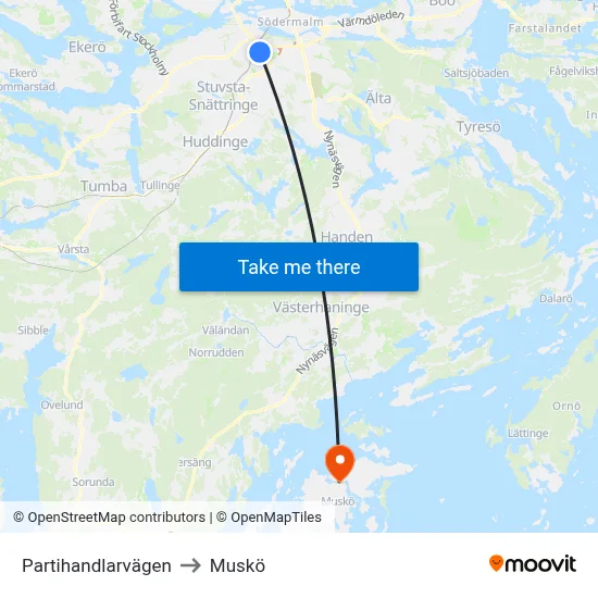 Partihandlarvägen to Muskö map