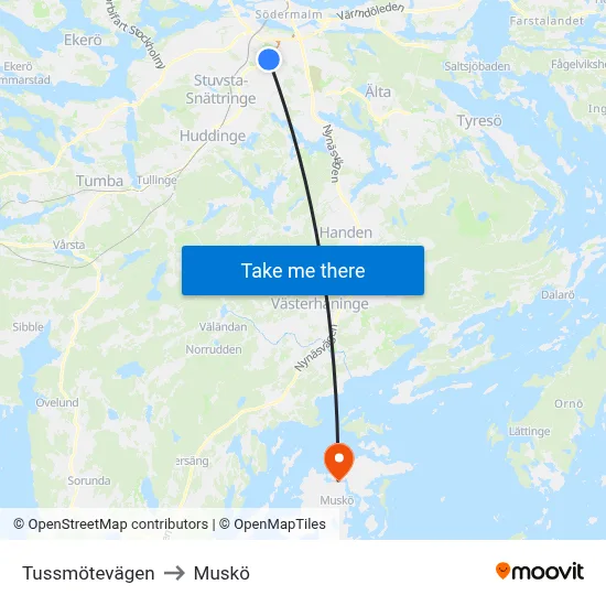 Tussmötevägen to Muskö map