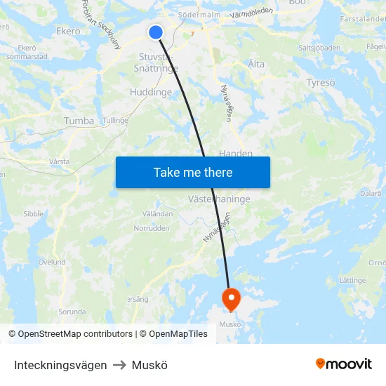 Inteckningsvägen to Muskö map
